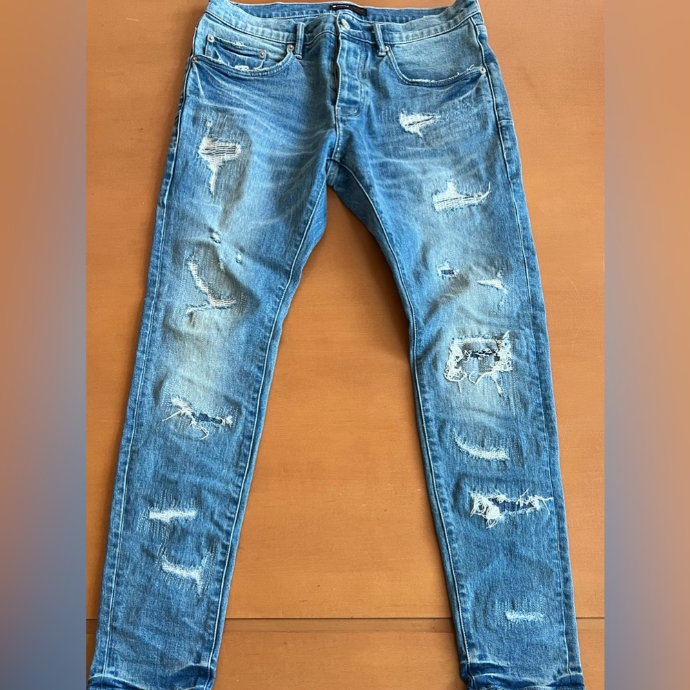 Purple Brand - Mens Indigo Heavy Distressed Jeans